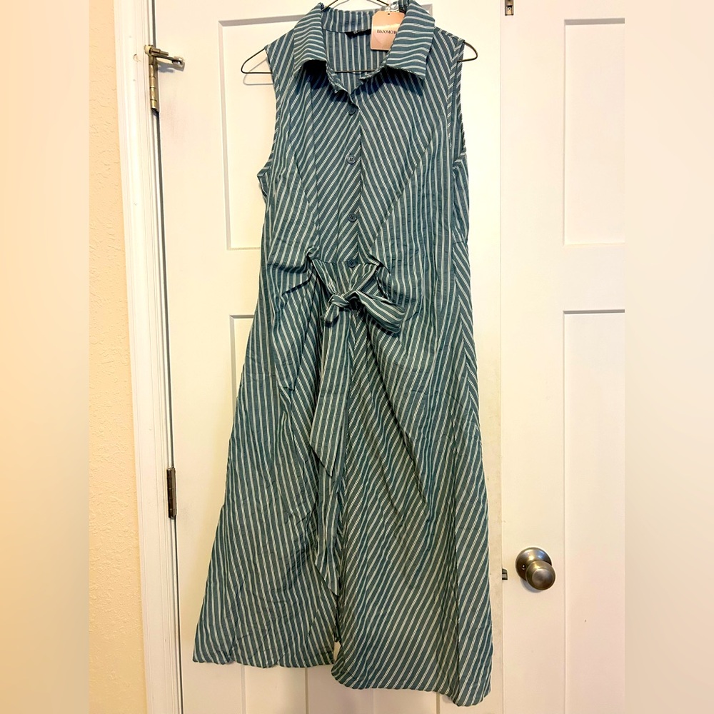 NWT BloomChic striped collar midi dress. Size 10.